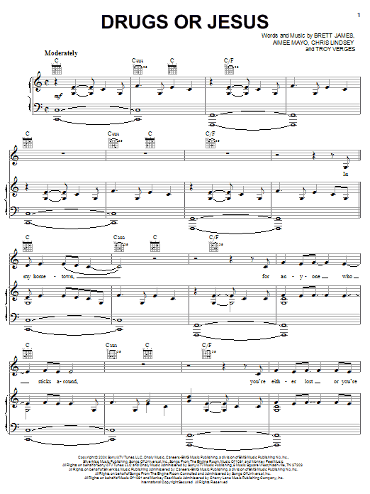 Tim McGraw Drugs Or Jesus Sheet Music