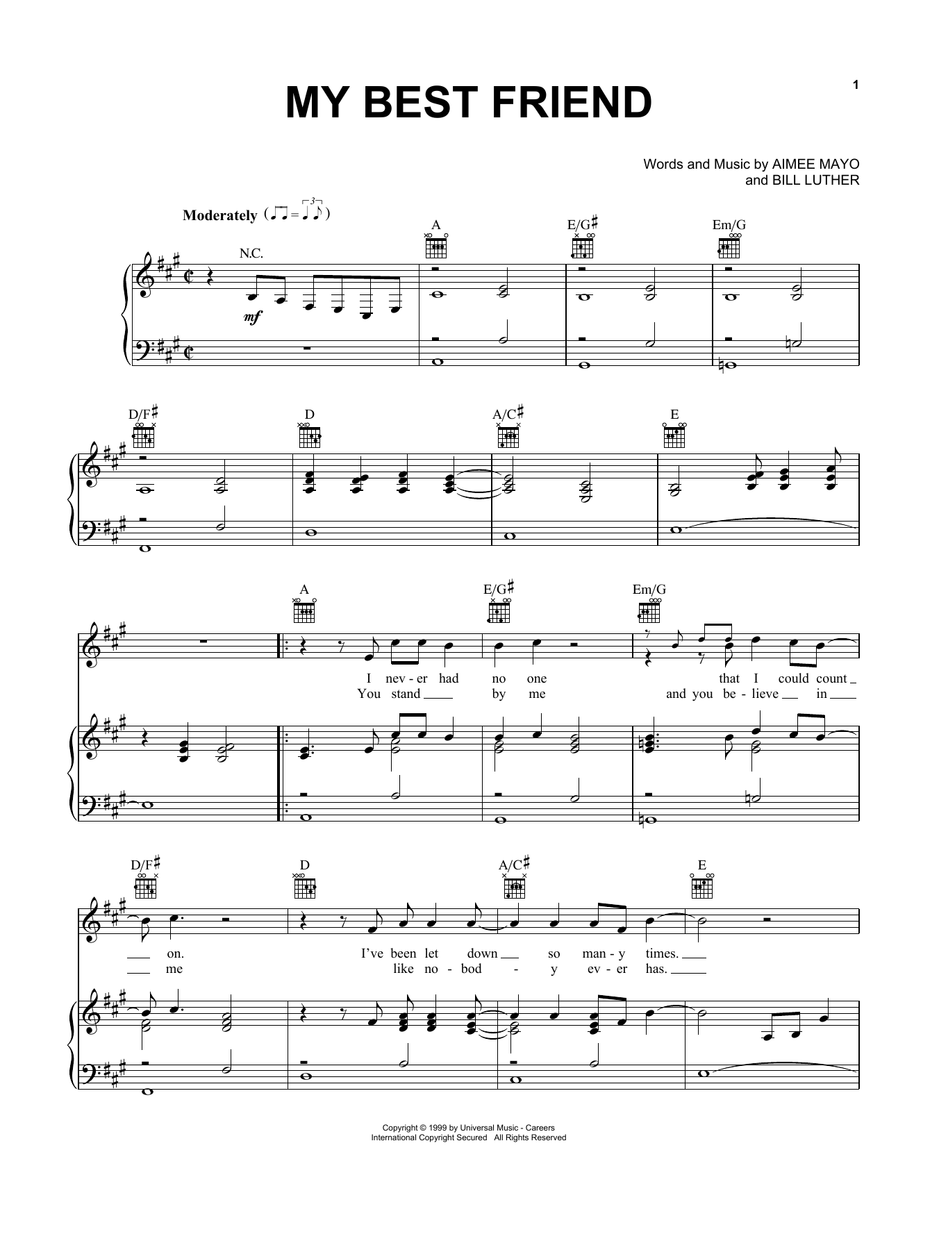 Tim McGraw My Best Friend Sheet Music