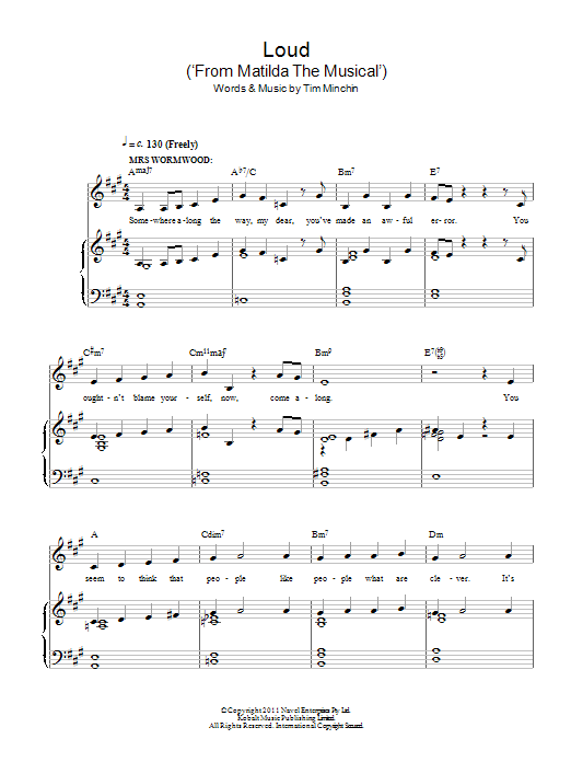 Tim Minchin Loud (from Matilda The Musical) Sheet Music