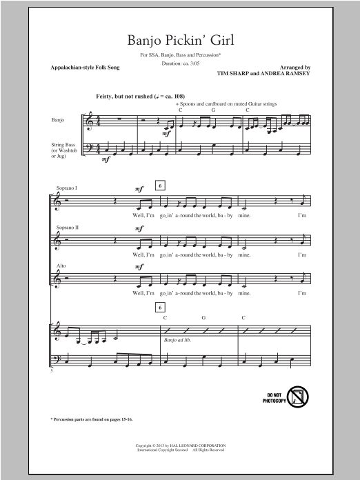 Tim Sharp Banjo Pickin' Girl Sheet Music