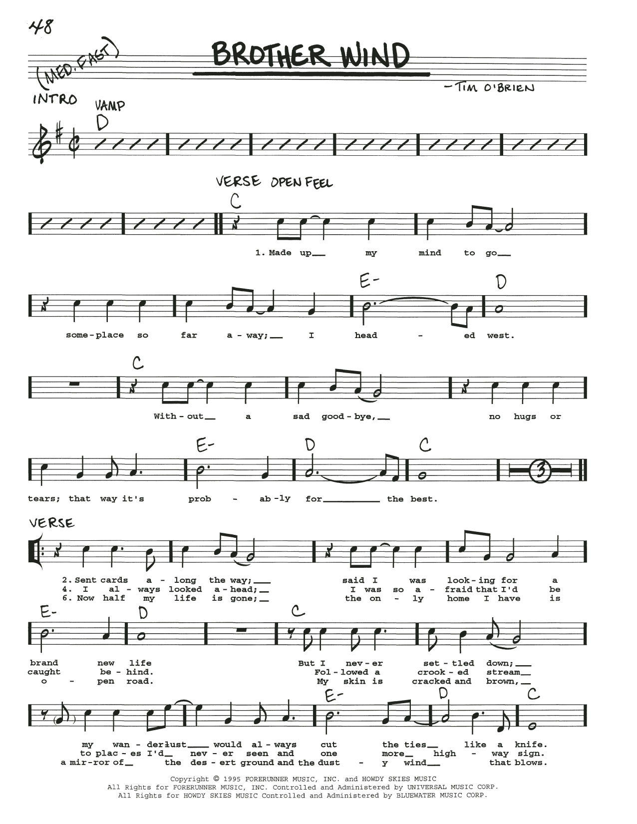 Timothy O'Brien Brother Wind Sheet Music
