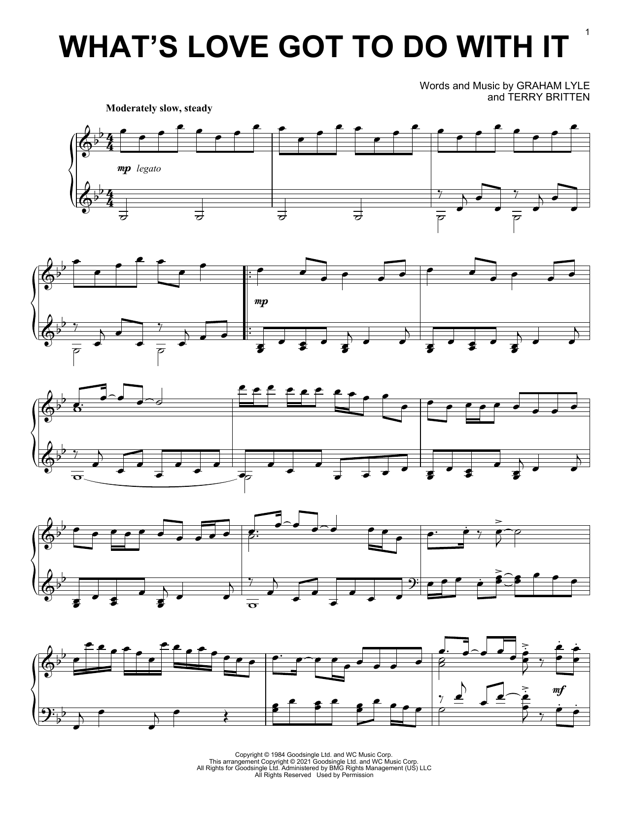 Tina Turner What's Love Got To Do With It [Classical version] Sheet Music