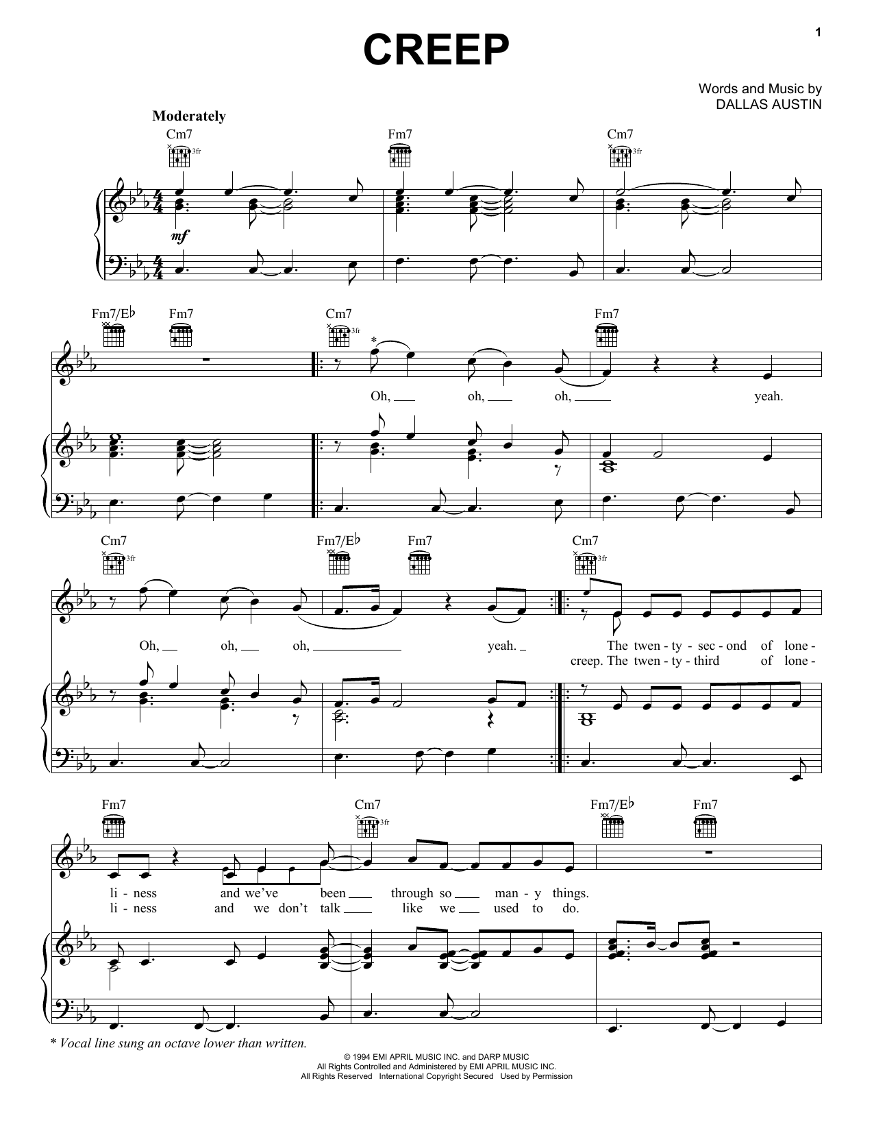 TLC Creep Sheet Music