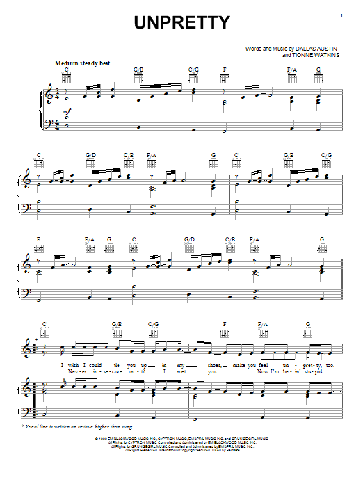 TLC Unpretty Sheet Music
