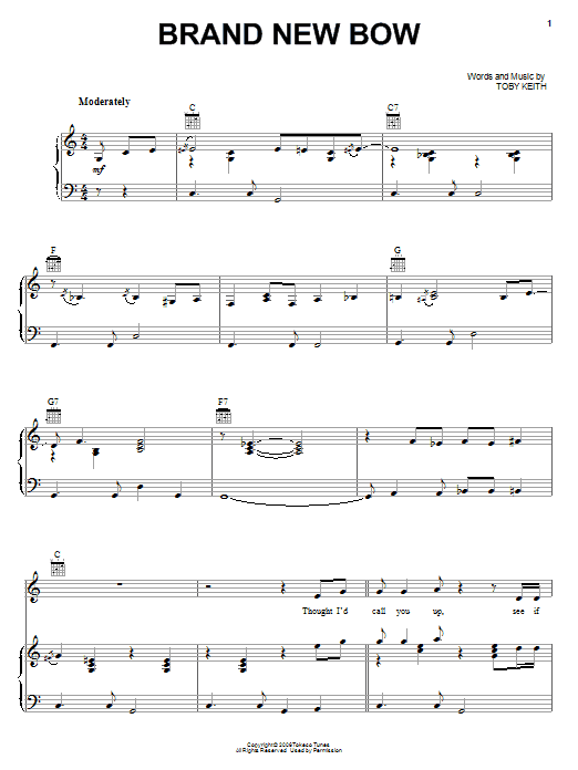 Toby Keith Brand New Bow Sheet Music