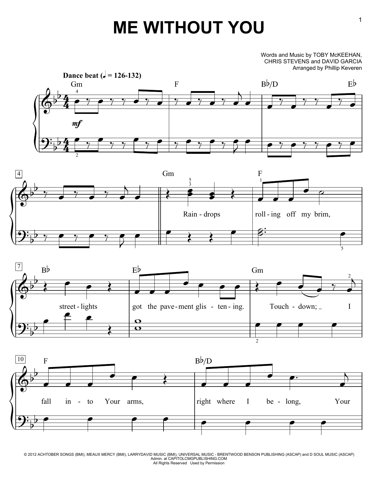 tobyMac Me Without You (arr. Phillip Keveren) Sheet Music