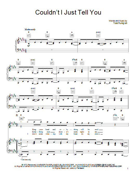 Todd Rundgren Couldn't I Just Tell You Sheet Music