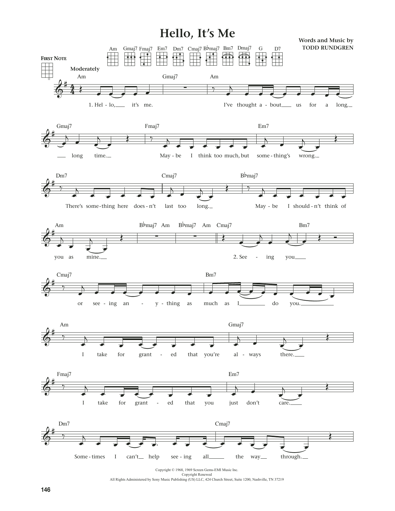 Todd Rundgren Hello, It's Me (from The Daily Ukulele) (arr. Jim Beloff) Sheet Music