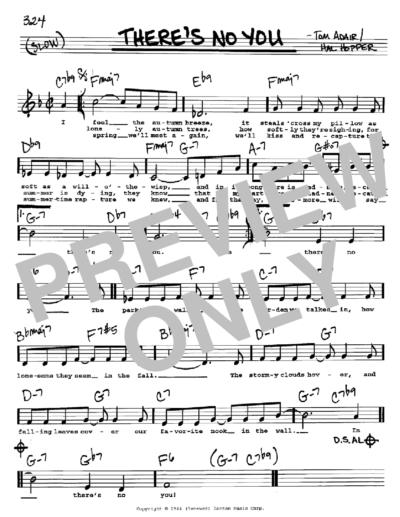 Tom Adair There's No You Sheet Music