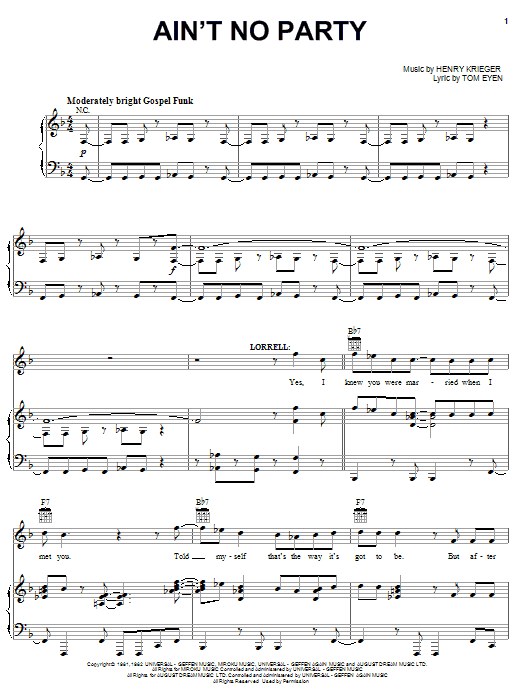 Tom Eyen Ain't No Party Sheet Music