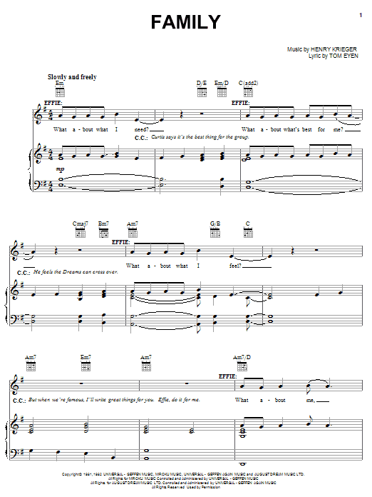 Tom Eyen Family Sheet Music