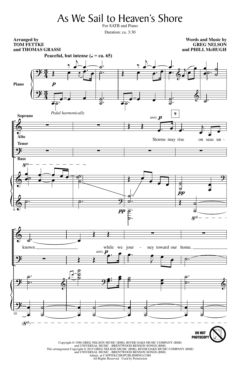 Tom Fettke As We Sail To Heaven's Shore Sheet Music