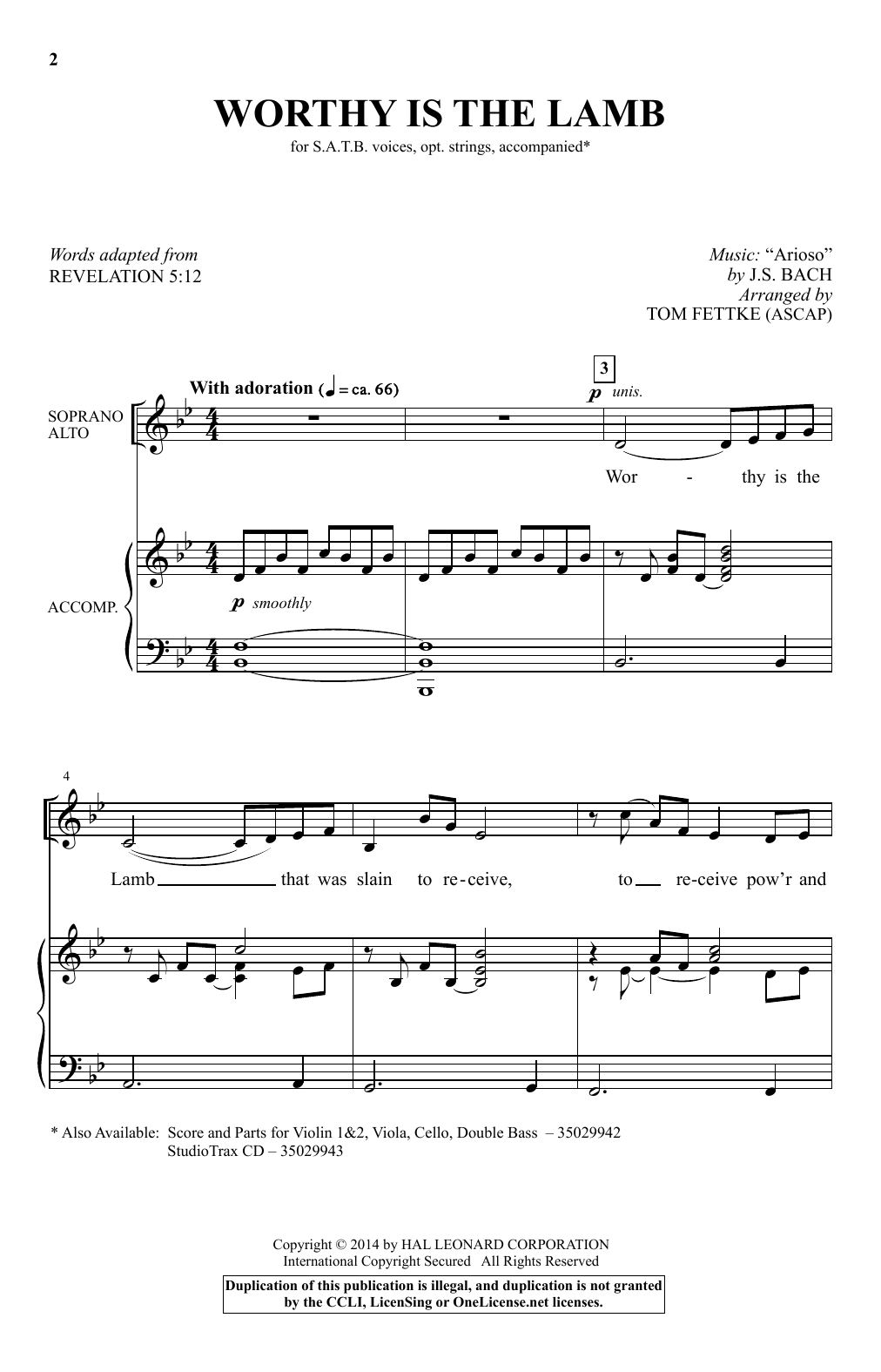 Tom Fettke Worthy Is The Lamb Sheet Music