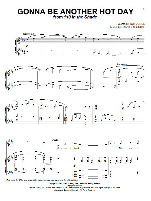 Tom Jones Gonna Be Another Hot Day Sheet Music