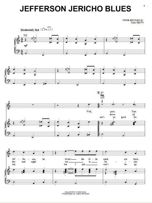 Tom Petty And The Heartbreakers Jefferson Jericho Blues Sheet Music