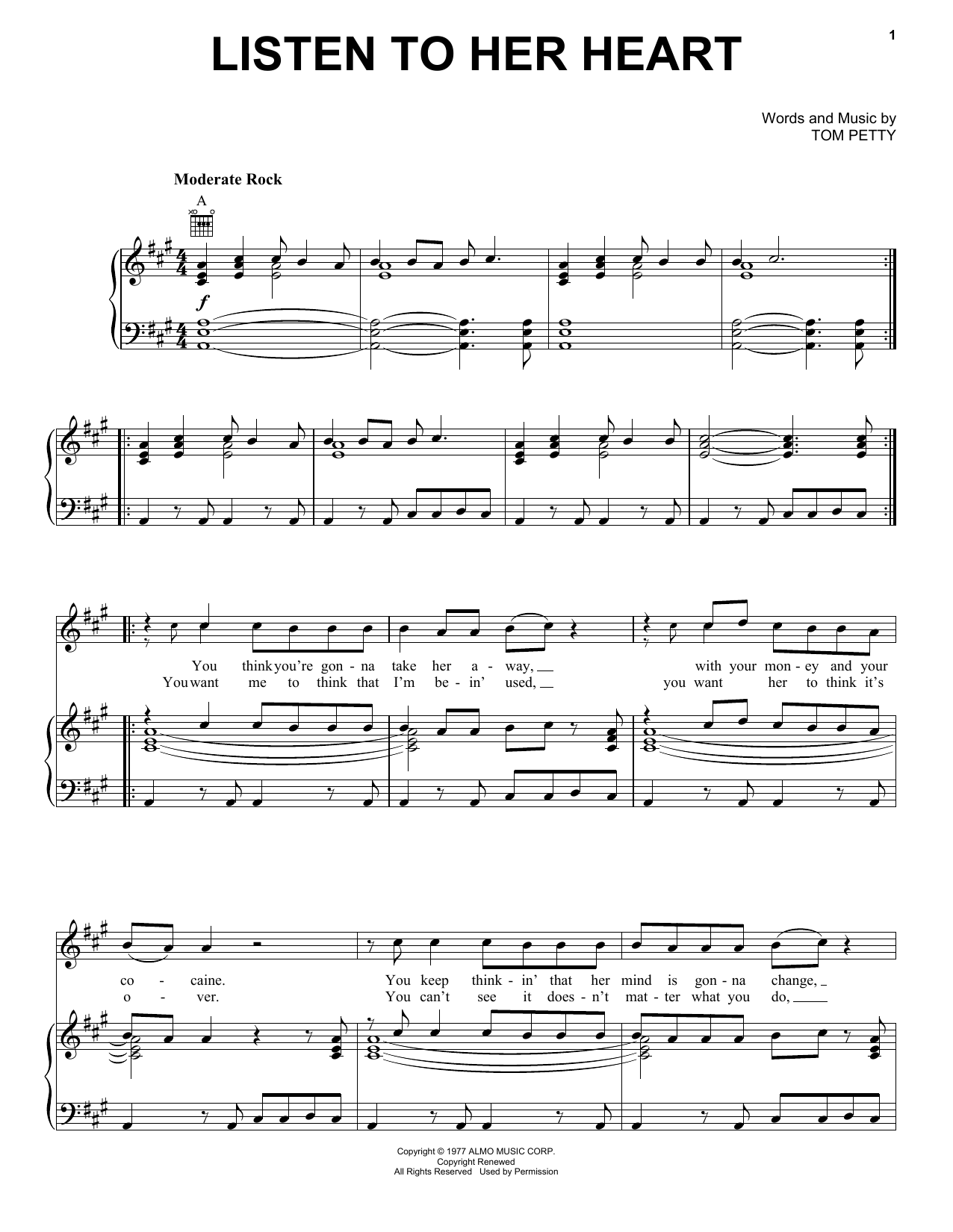 Tom Petty And The Heartbreakers Listen To Her Heart Sheet Music