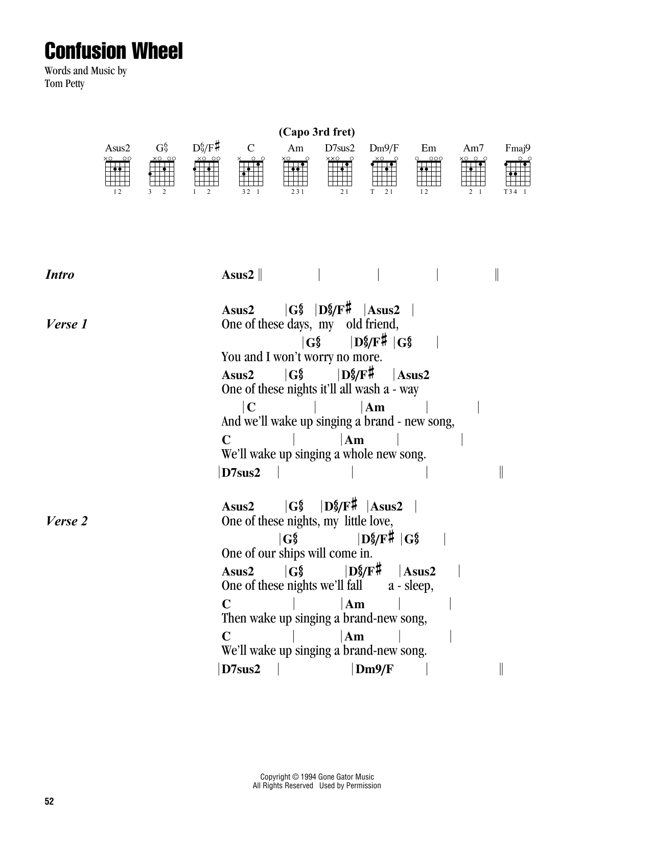Tom Petty Confusion Wheel Sheet Music