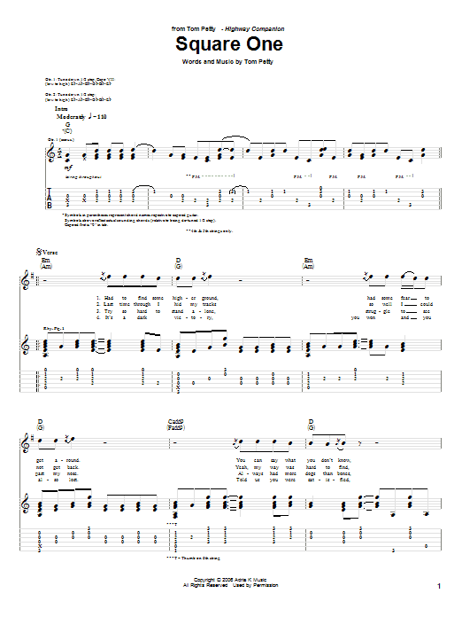 Tom Petty Square One Sheet Music