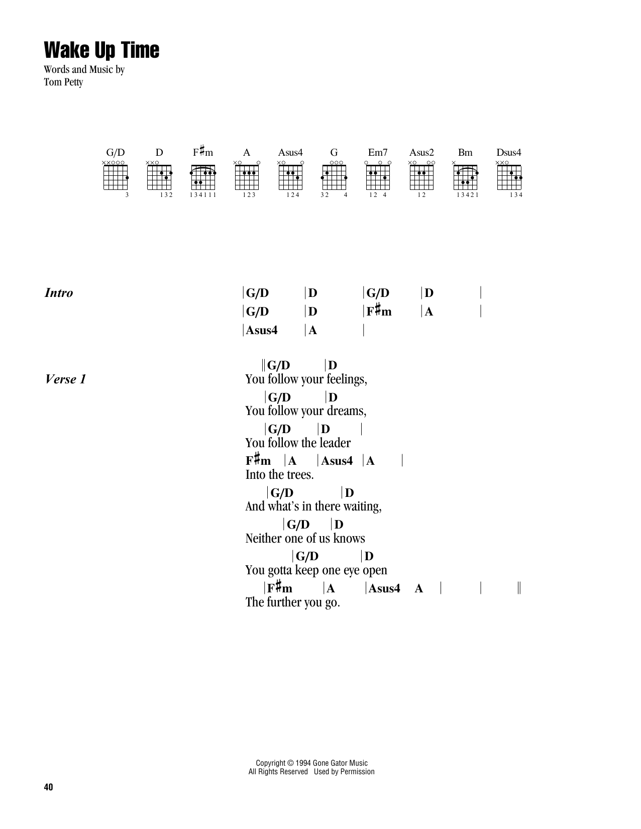 Tom Petty Wake Up Time Sheet Music