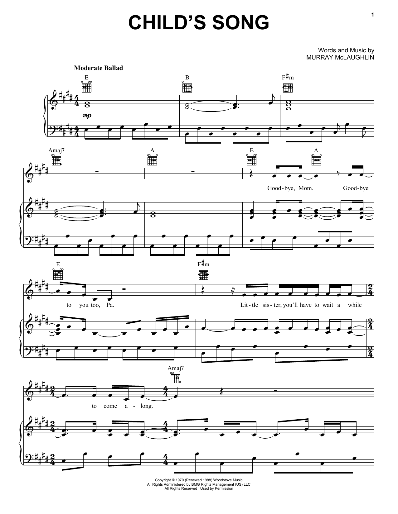 Tom Rush Child's Song Sheet Music