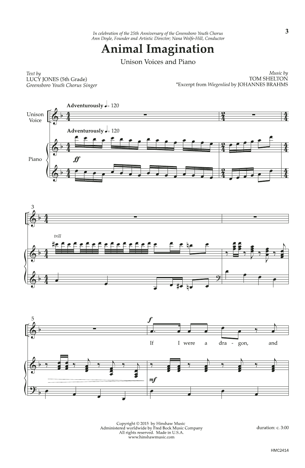 Tom Shelton Animal Imagination Sheet Music