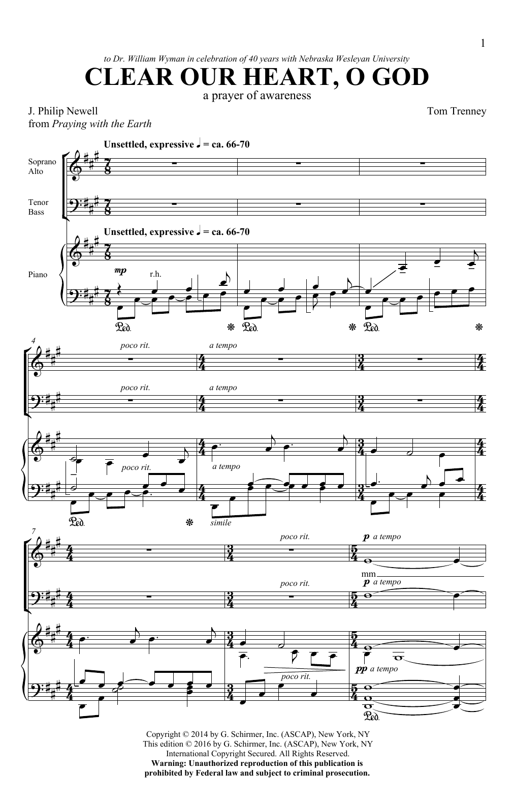 Tom Trenney Clear Our Heart, O God Sheet Music