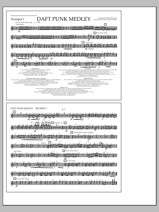 Tom Wallace Daft Punk Medley - Trumpet 1 Sheet Music