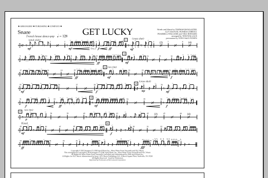 Tom Wallace Get Lucky - Snare Sheet Music