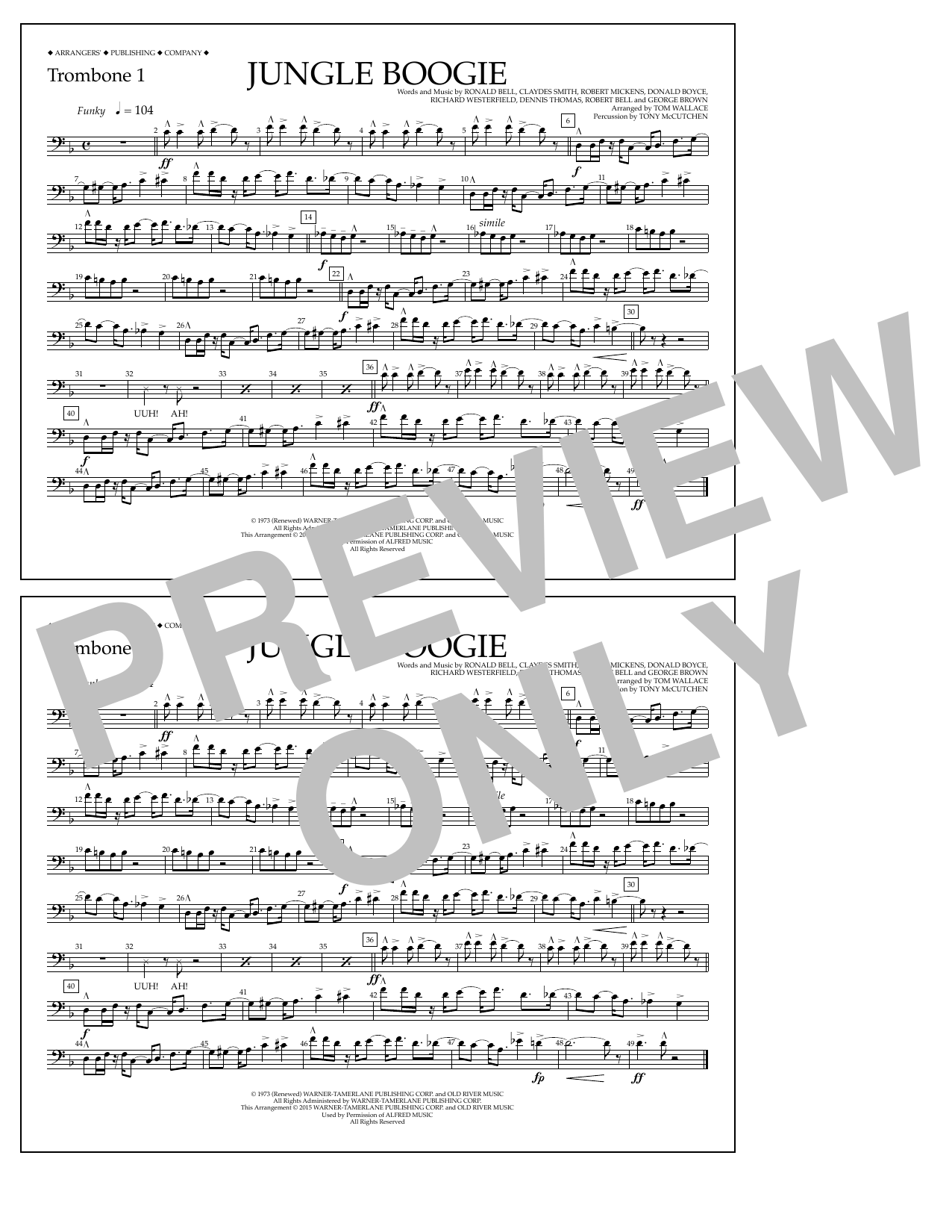 Tom Wallace Jungle Boogie - Trombone 1 Sheet Music