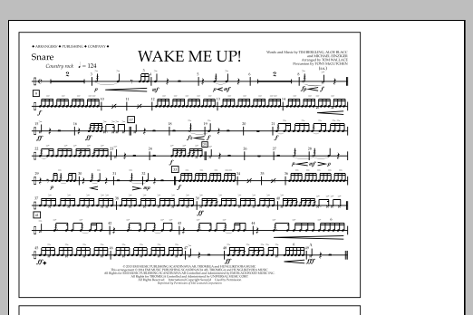 Tom Wallace Wake Me Up! - Snare Sheet Music