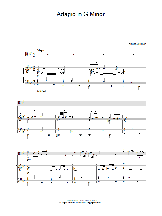 Tomaso Albinoni Adagio In G Minor Sheet Music