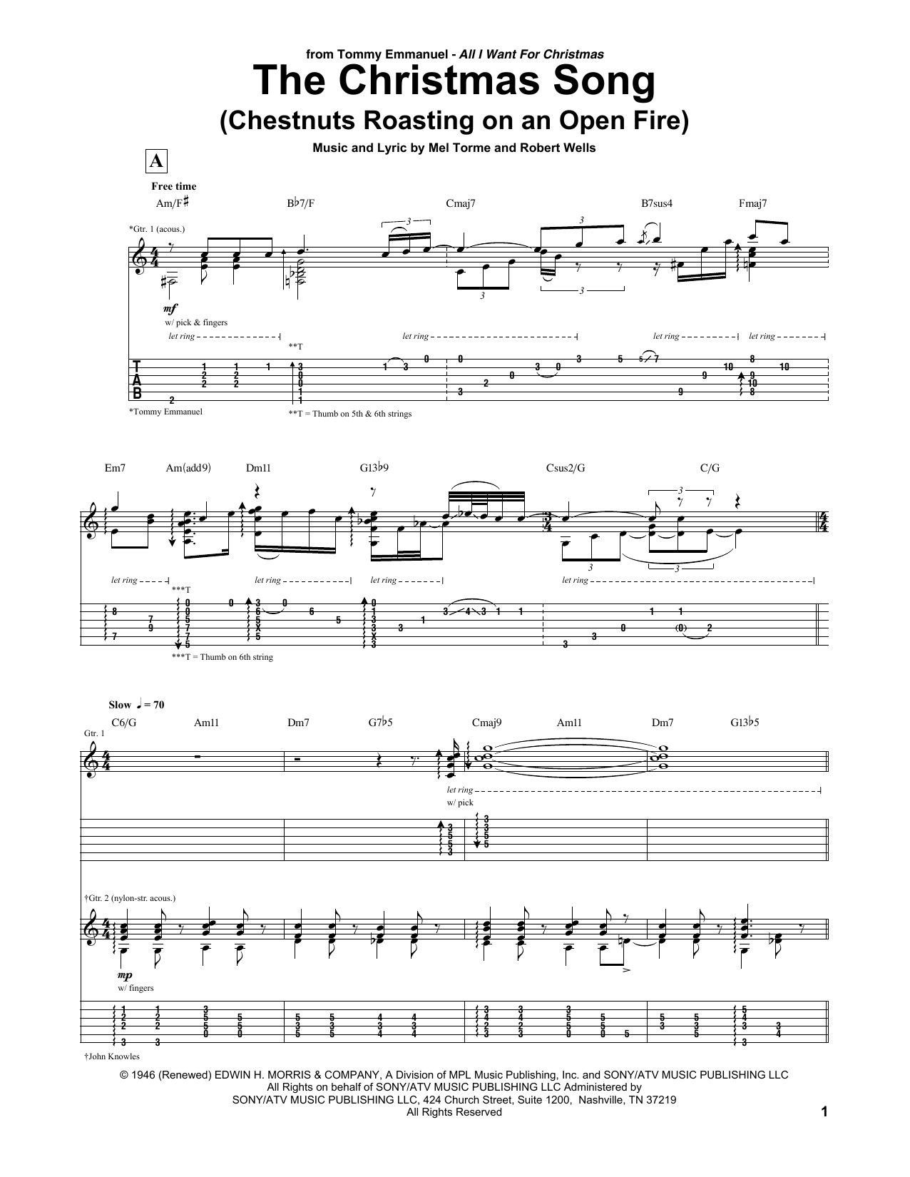 Tommy Emmanuel The Christmas Song (Chestnuts Roasting On An Open Fire) Sheet Music