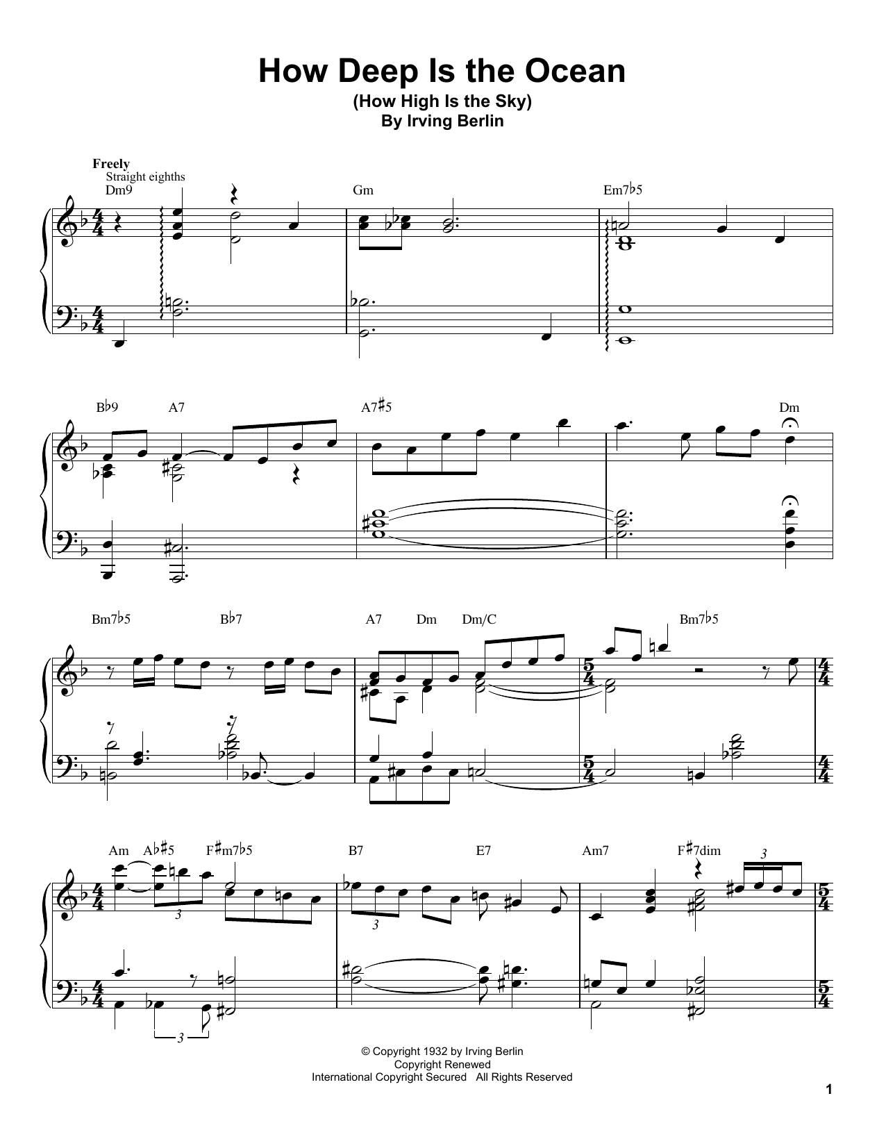 Tommy Flanagan How Deep Is The Ocean (How High Is The Sky) Sheet Music