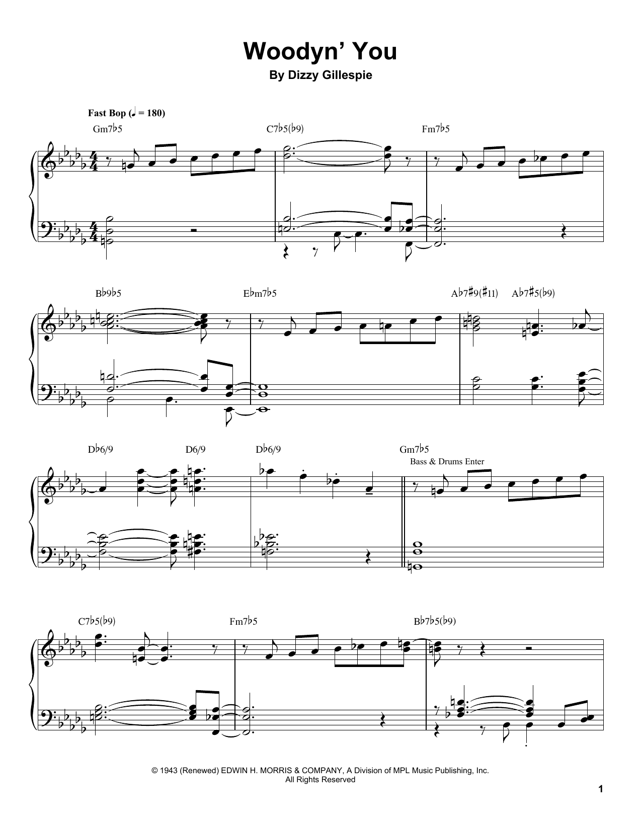 Tommy Flanagan Woodyn' You Sheet Music