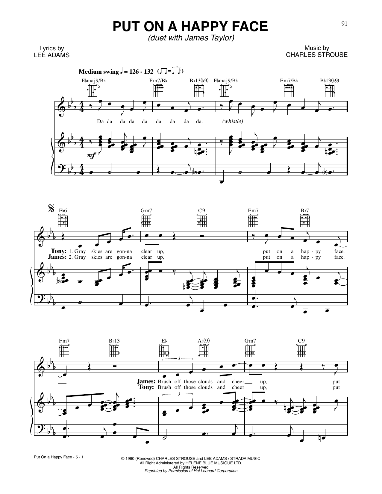 Tony Bennett and James Taylor Put On A Happy Face Sheet Music