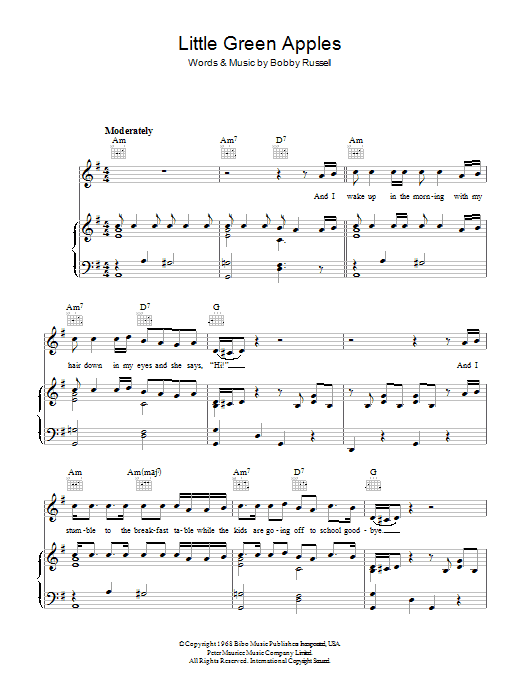 Tony Bennett Little Green Apples Sheet Music