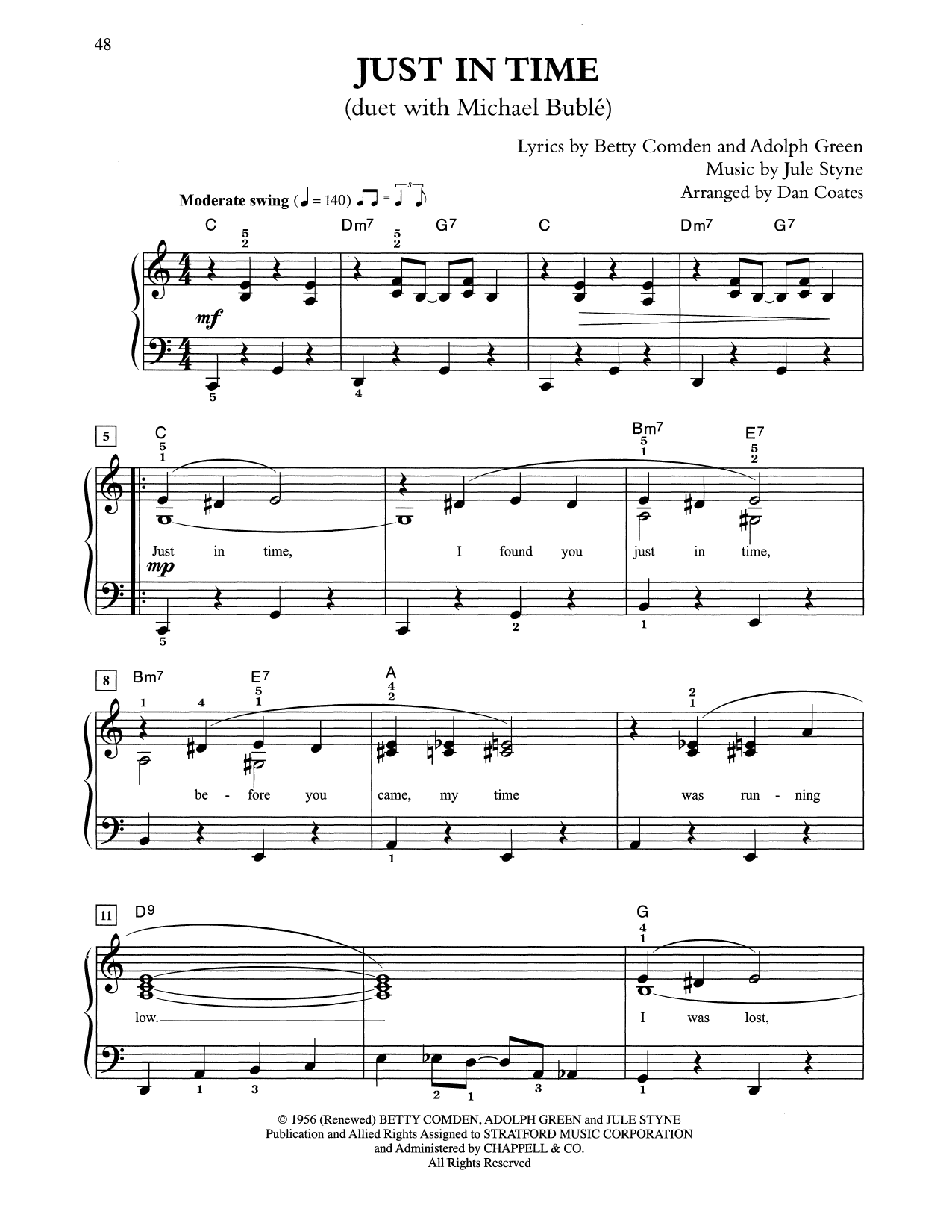 Tony Bennett & Michael Buble Just In Time (arr. Dan Coates) Sheet Music