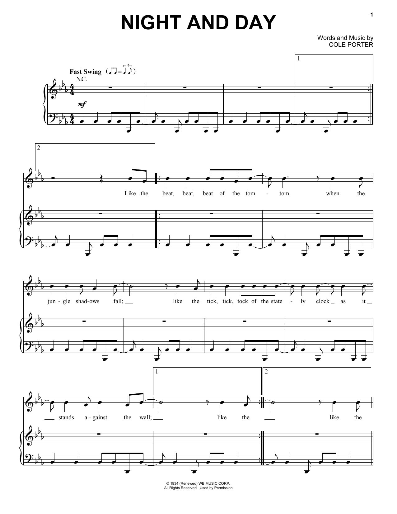 Tony Bennett Night And Day Sheet Music