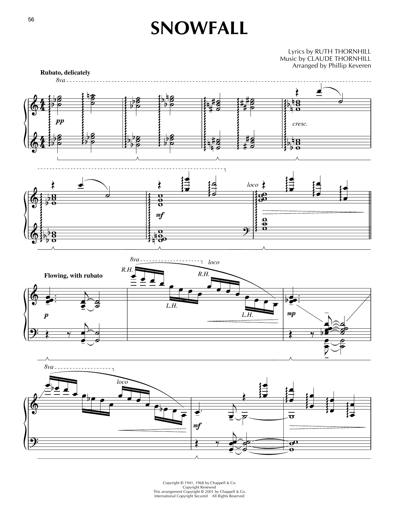 Tony Bennett Snowfall [Jazz version] (arr. Phillip Keveren) Sheet Music
