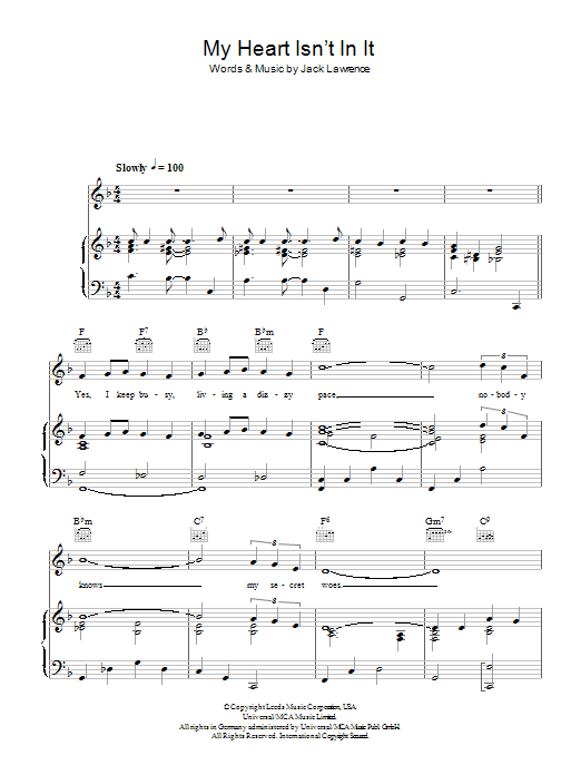Tony Pastor My Heart Isn't In It Sheet Music