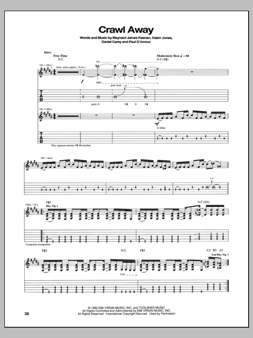 Tool Crawl Away Sheet Music