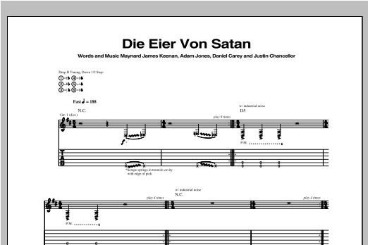 Tool Die Eier Von Satan Sheet Music