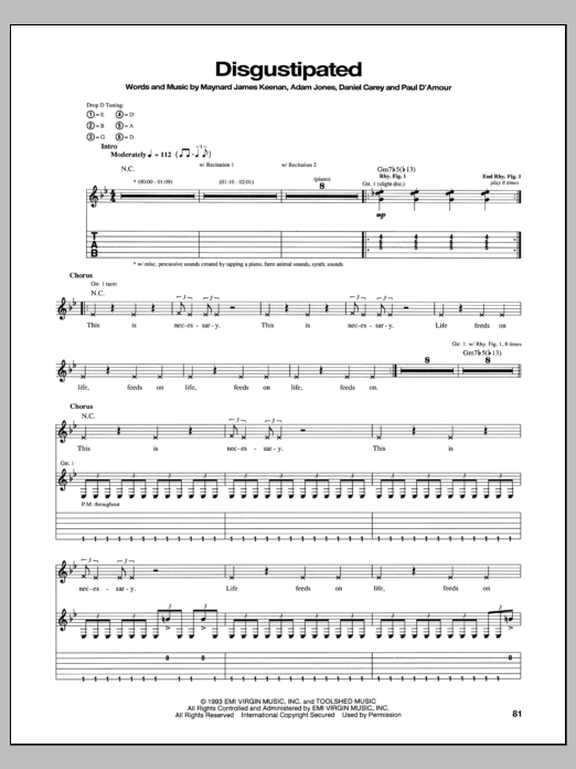 Tool Disgustipated Sheet Music