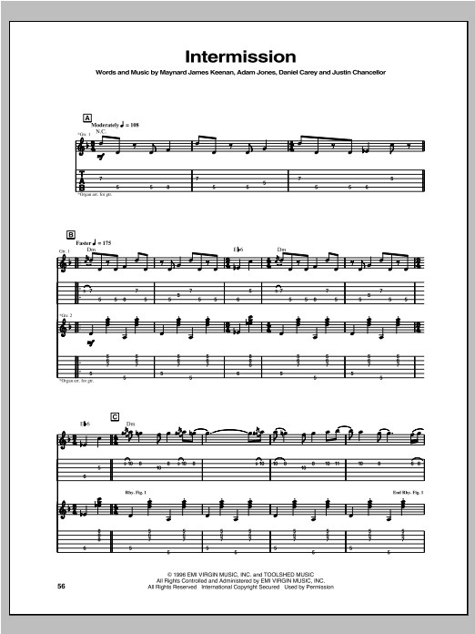 Tool Intermission Sheet Music
