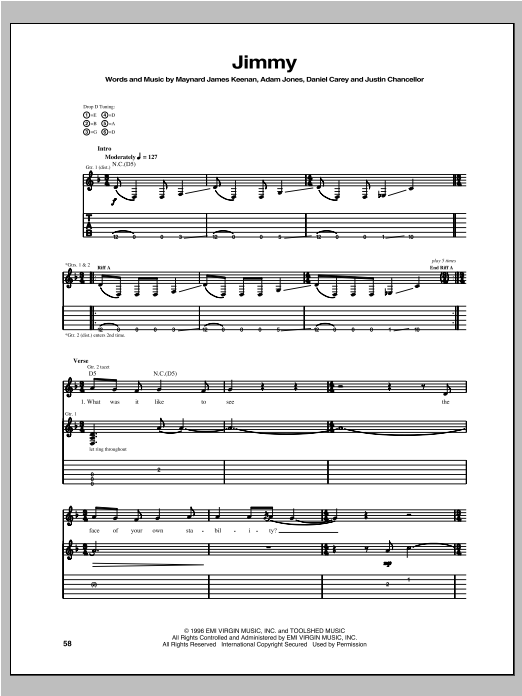 Tool Jimmy Sheet Music
