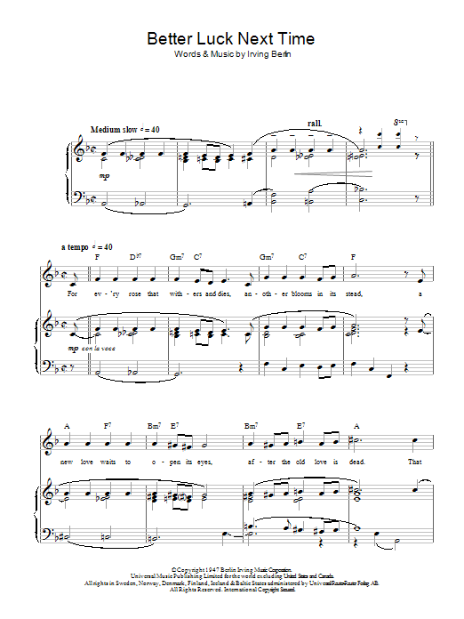 Top Hat Cast Better Luck Next Time Sheet Music