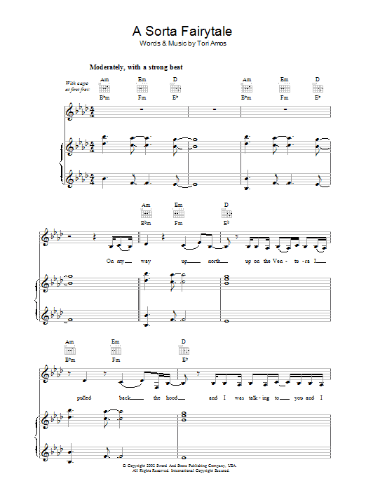 Tori Amos A Sorta Fairytale Sheet Music