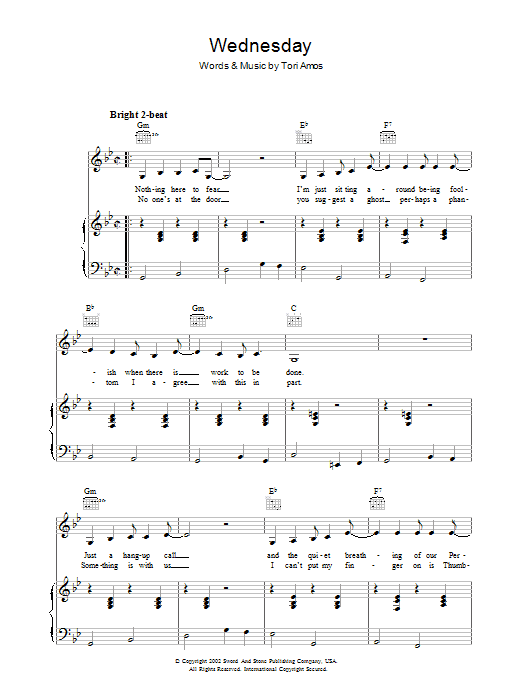 Tori Amos Wednesday Sheet Music
