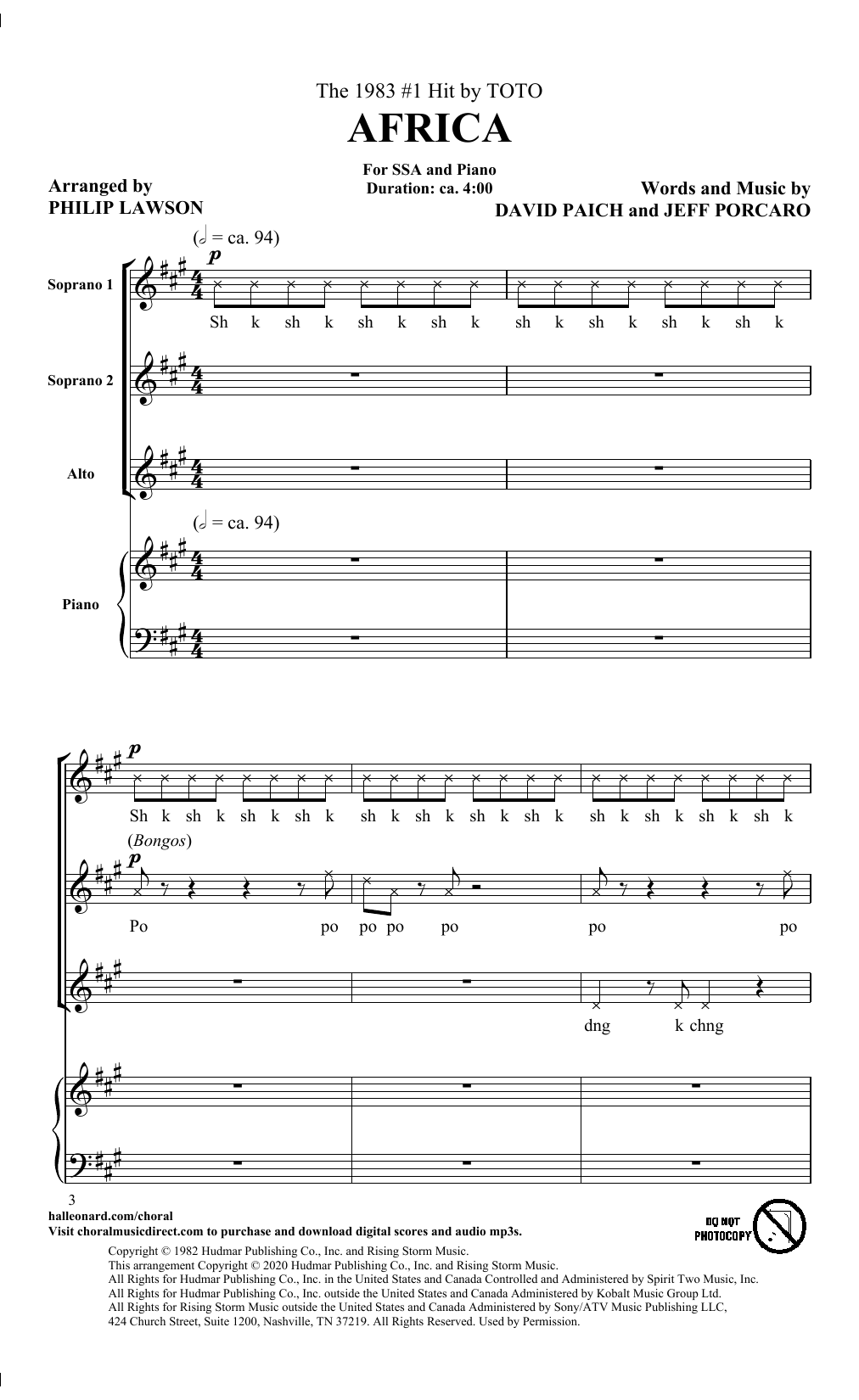 Toto Africa (arr. Philip Lawson) Sheet Music