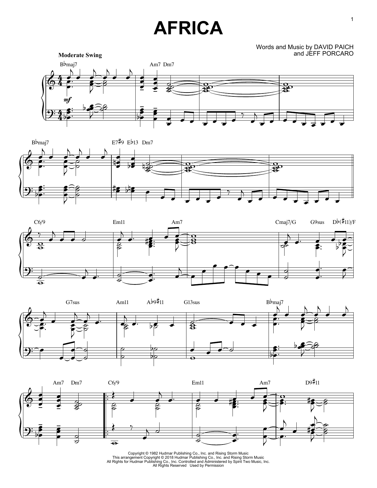 Toto Africa [Jazz version] Sheet Music
